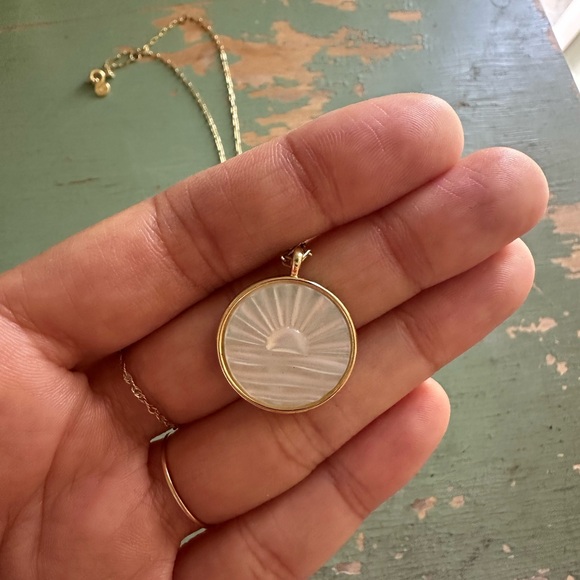 Gorjana 18k Gold Plated Brass Mother of Pearl Sunset Etched Necklace - Picture 3 of 8